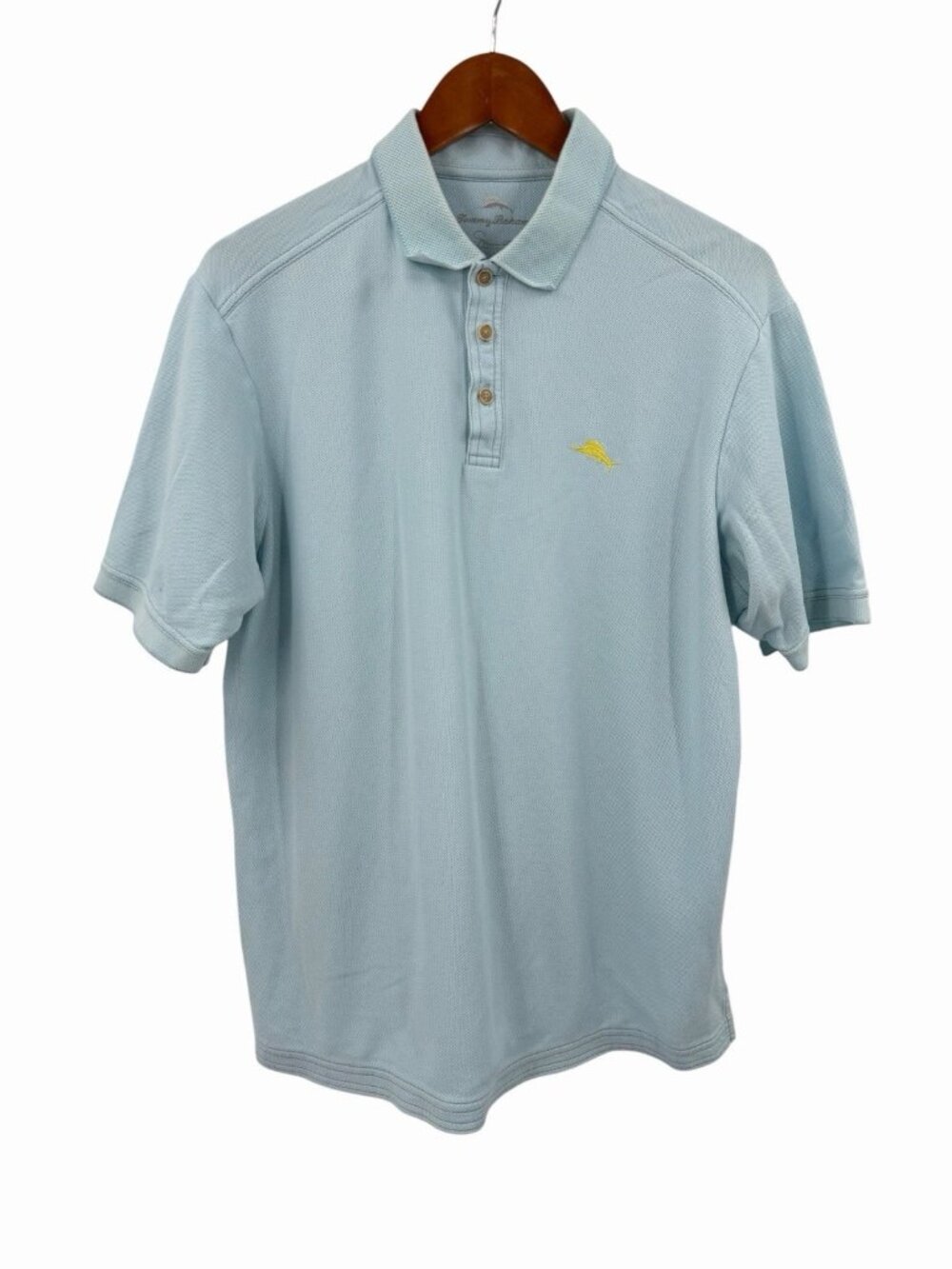 TOMMY BAHAMA Men's Light Blue Island Zone Supima Short Sleeve Polo Large